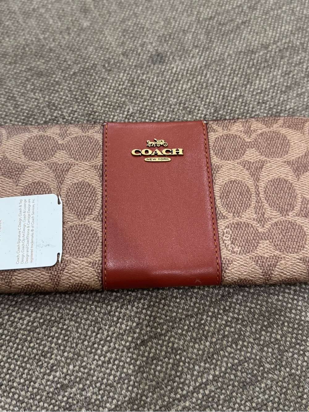 NWT Coach Wallet in Tan & Rust